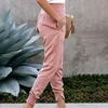 Women Pants Solid Color Ankle Tied Autumn Winter Elastic Waist Side Pockets Trousers Streetwear