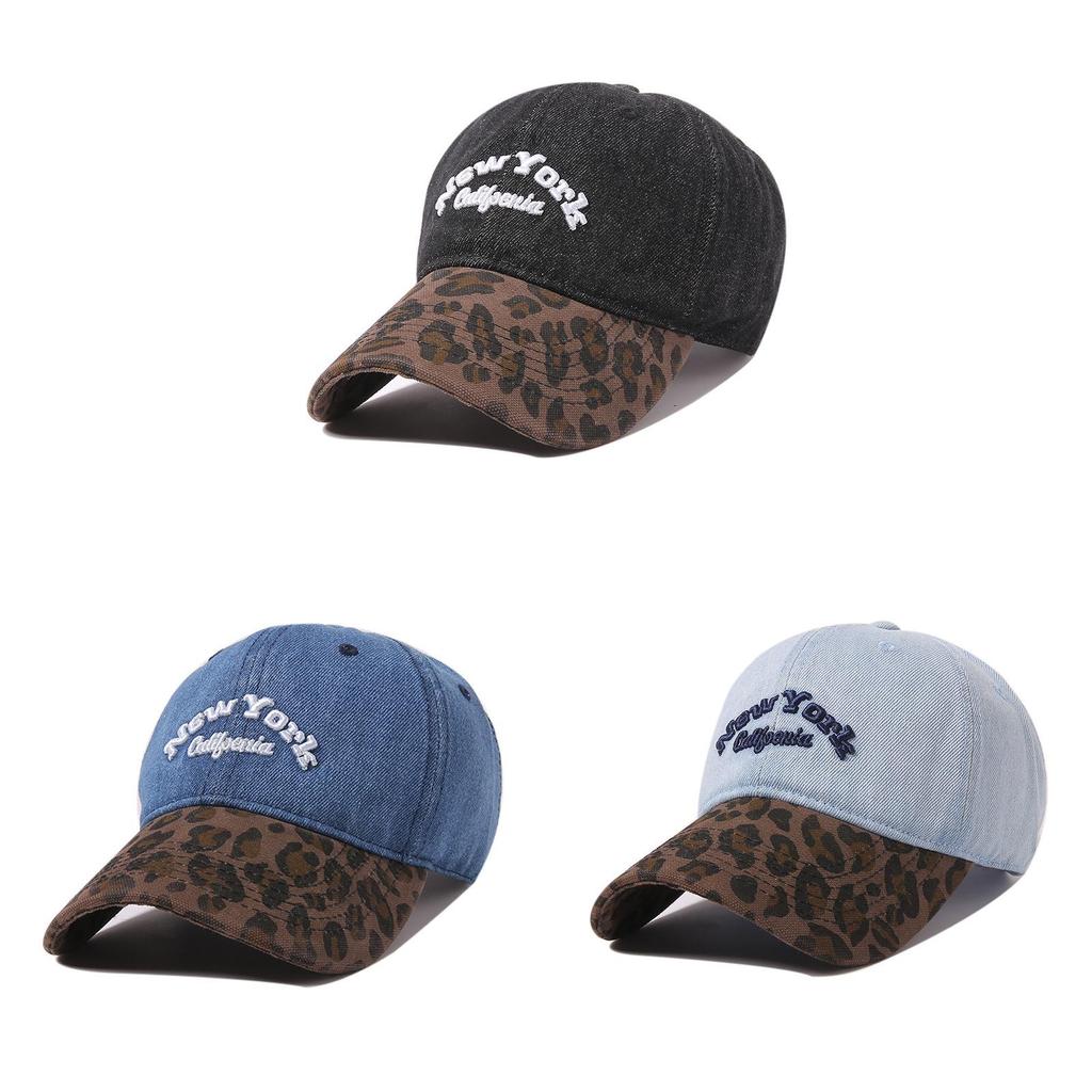 Amerikanische Vintage Baumwoll-Baseballkappe mit Leopardenmuster und Stickerei zum Sonnenschutz
