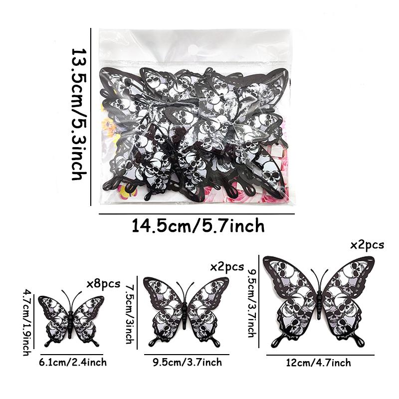 

12pcs Blood Rose Butterfly 3D Halloween Wall Sticker PVC Double-Layer Butterfly Party Decor Self Adhesive Wallpaper Stickers