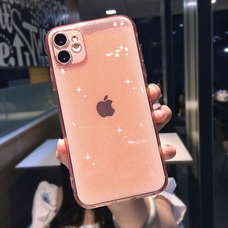 Popular Application iPhone12Pro Fine Hole Glitter Eye Protection TPU Mobile Phone Case Apple 11 Candy Color Soft Case