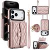 Hot Selling Shockproof Anti-drop Leather Wallet Back Cover Shell for iPhone 14 Promax 15 Plus Shoulder Lanyard 16 17 Phone Case
