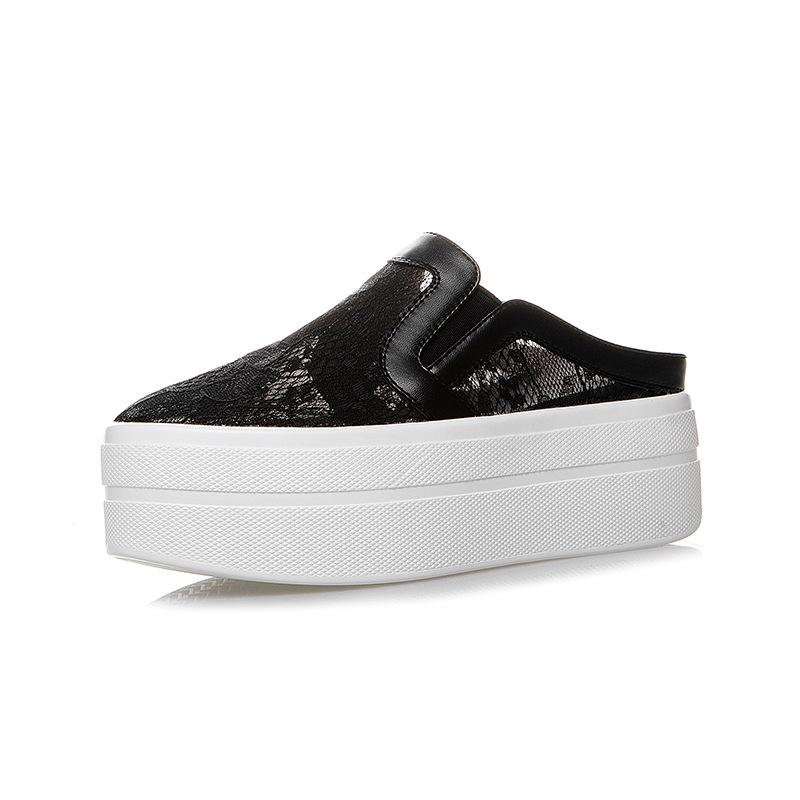 

Женская обувь лето новая полу-подошва сумка голова без каблука повседневная обувь женская кружевная дышащая полая корейская версия 2025 крутые шлепанцы 39 чёрный