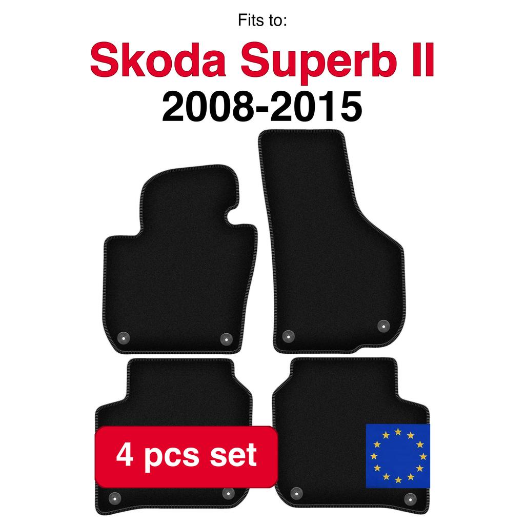 Velour Car Mats Basic For Skoda Superb Ii Sedan & Estate (2008-2015)