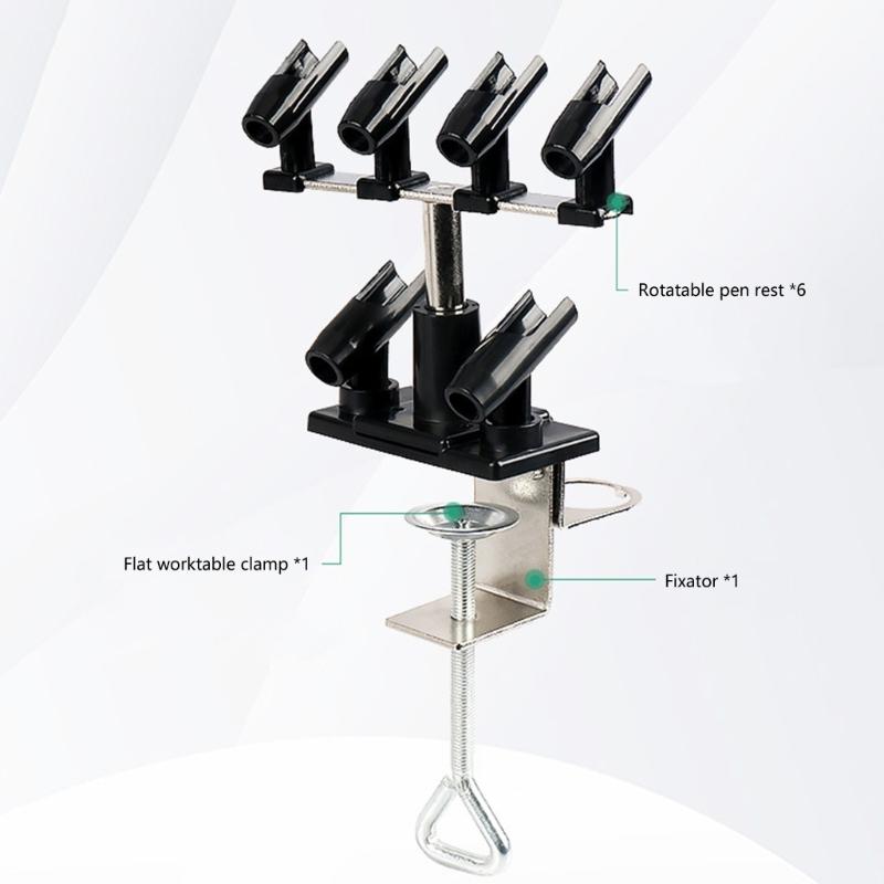 Drehbarer Sprühpistolen-Ständer Halter Halterung für 6 Pinsel Legierung Kunststoff Konstruktion Wesentliches Werkzeug für Modellbau-Enthusiasten