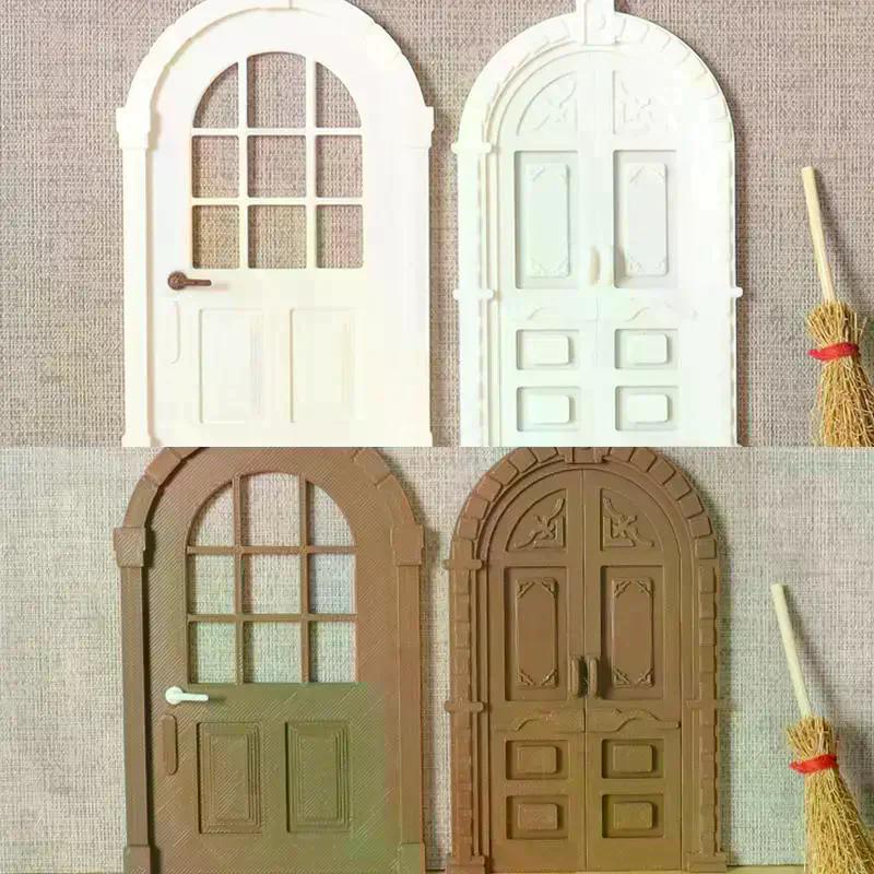 1/12 Dollhouse Mini Simulation European Style Door Model Funiture Accessories For Doll House Decor Kids Pretend Play Toys Gift