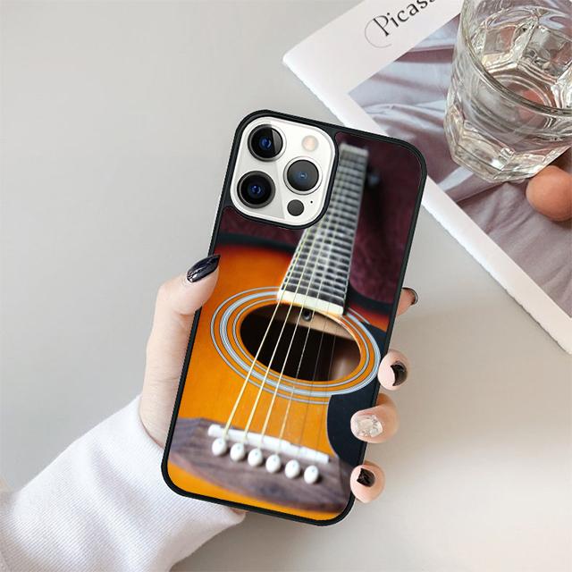 Guitar Music Black Soft Phone Case Cover For iPhone 17 Air 15 16 14 13 12 Pro Max 11 Pro Max Plus Coque Shell