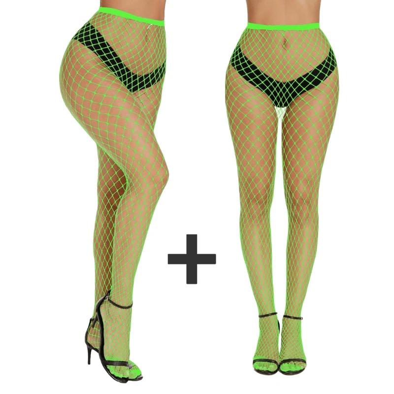 Shengrenmei Green Tights Plus Size Women'S High Waist Pantyhose Fishnet Hosiery Erotic Bodystockings Underwear Party Club Wear