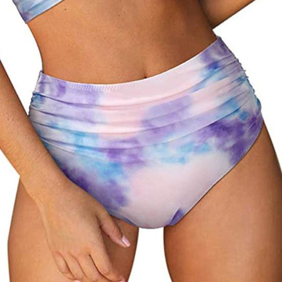 2Pcs/Set Printing Swimsuit Sexy Wire Free Front Cross Bikini Set for