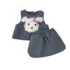 Girls' Autumn/Winter Trendy Dog Print Padded Vest & Skirt Two-Piece Set