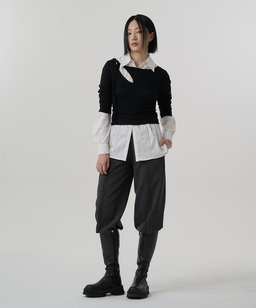 Lipeullegtibeulum Low-Cutting Wide Trousers (D.Gray)