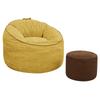 Ergonomic Curved Bean Bag Chair with Detachable Storage Pocket and Matching Cylindrical Ottoman for Modern Home Comfort