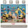 Party-Hintergrund BauLKW Gelber Bagger Luftballons Kuchen Verspielte Foto-Booth-Deko Geburtstagsparty-Deko