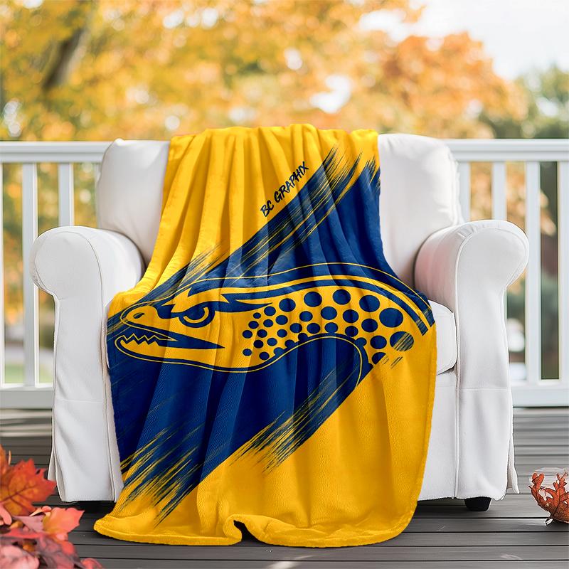 Parramatta Eels Flag Flannel Blanket Soft All-Season Throw, Design for Camping, Car Travel, Hiking Sofa, Bed, Office Perfect Gift for Parties