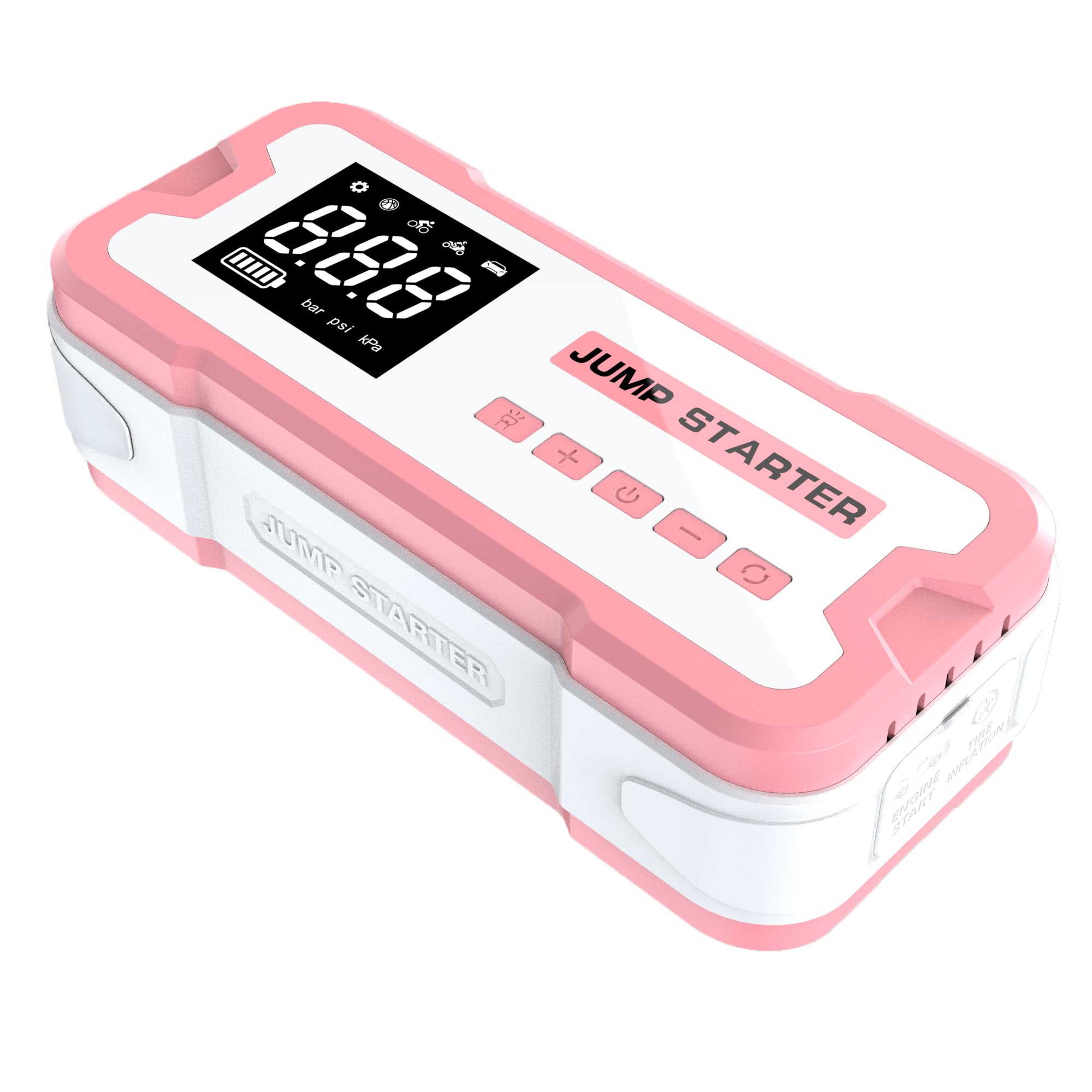 

TTpink Пусковое устройство, Пиковый ток: 4000 А, Электрический воздушный насос, 150 PSI, 40 л/мин 100 Вт, розовый