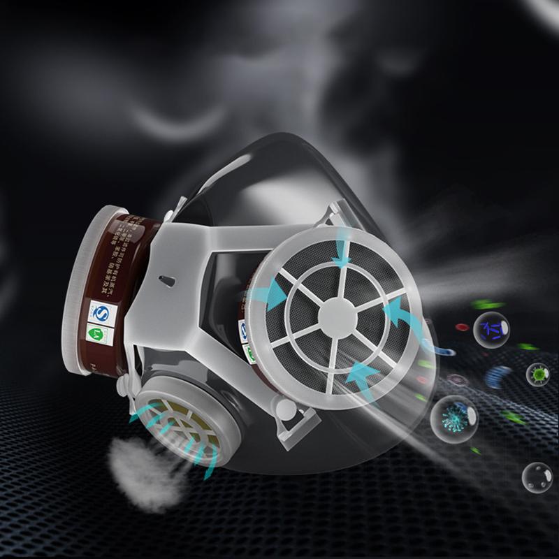 Painting Gas Mask Respirator Set Dual Charcoal Filters Spray Chemical Industry Pesticide Anti Fog Glasses Protective Masks