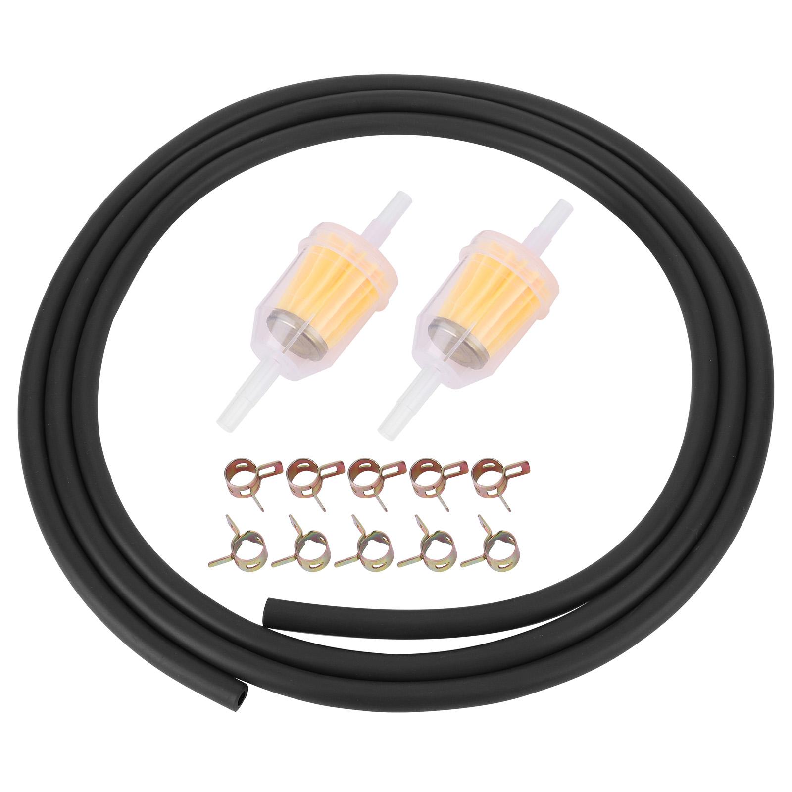 

Motorcycle Inline Fuel Filter Kit with Spring Clips Fuel Filter Line Filter Kit Long Fuel Line Hose Set for Small Engine Tractor