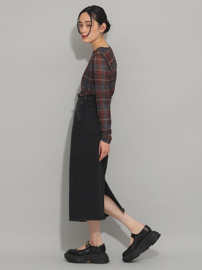 Ray Beams Lee Long Denim Skirt, Women's, 383_BLACK_S/W, Size S