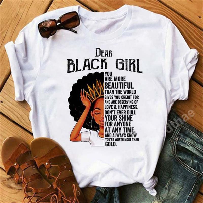 African Fashion Girls Print Women T-Shirts Short Sleeve Y2K Tops 90S Harajuku Graphic T Shirt Summer Clothing Casual Loose Tee