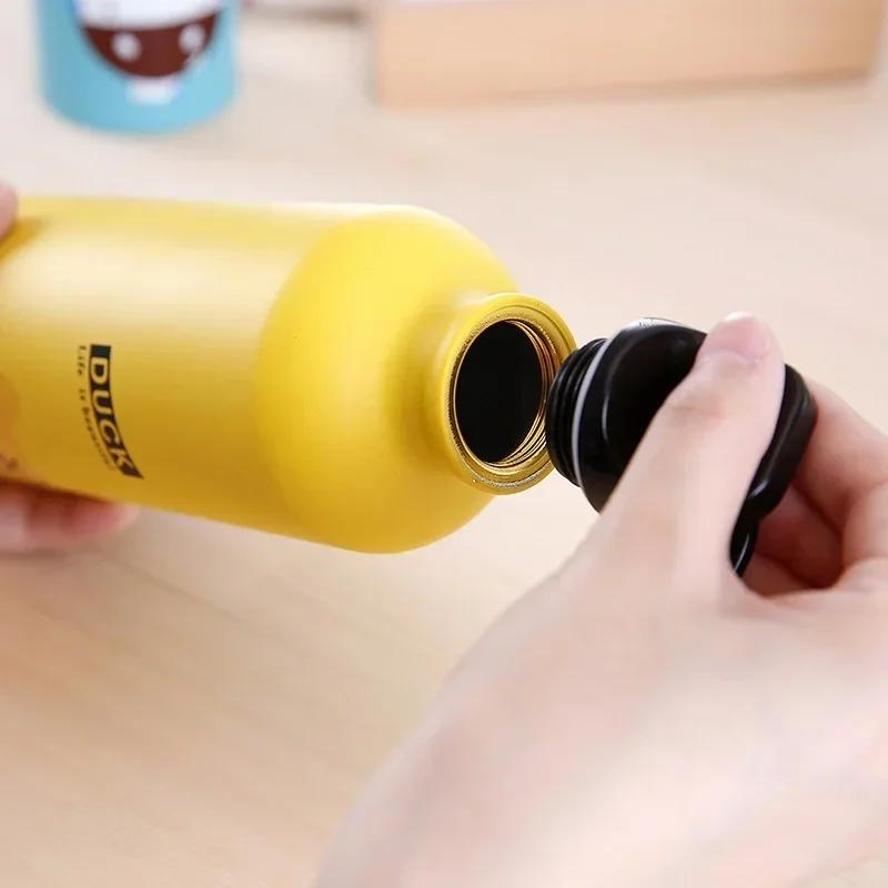 1 Pcs 500ML Candy Color Cute Cartoon Pattern Aluminum Water Bottle Kitchen Accessories Metal Water Bottle