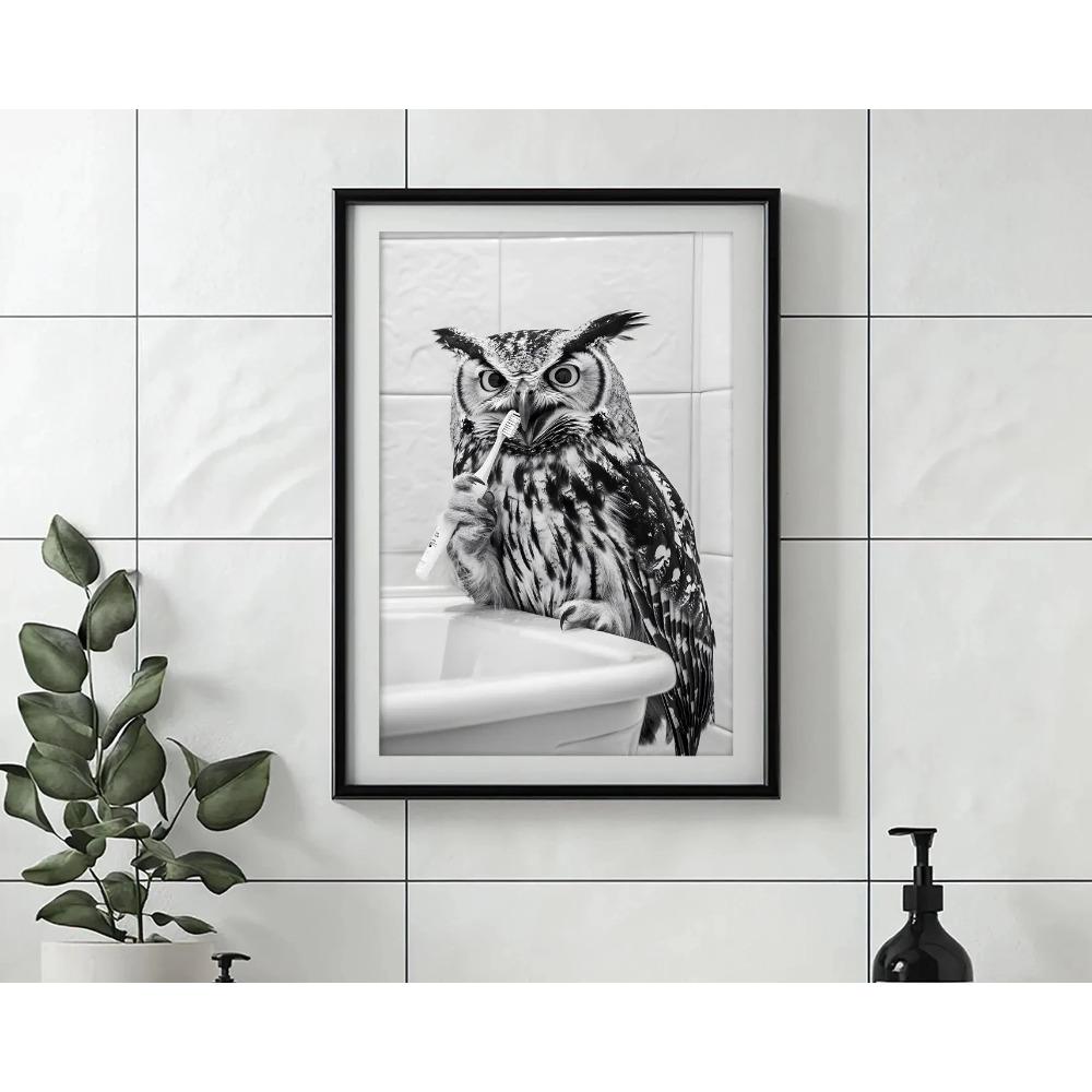 Zähneputzen Tierkunst Poster Löwe Affe Pferd Kaninchen Hund Katze Adler Lustige Badezimmer Wandaufkleber Badezimmertiere Hausdekoration