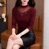 Elegant Mesh Tummy-Covering Long Sleeve Top for Mature Women