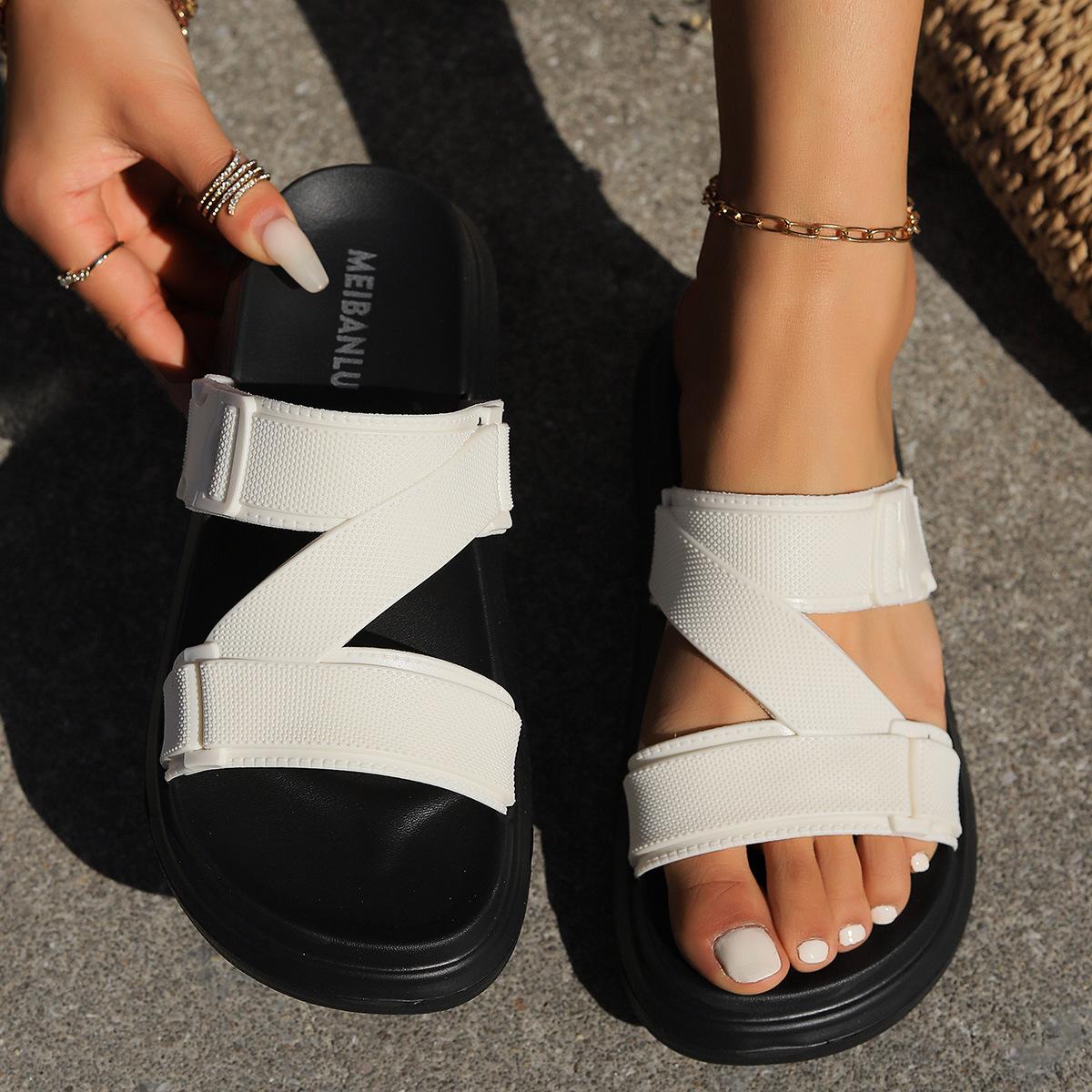 

Модные женские туфли на платформе, высокие каблуки, летняя обувь с плоской подошвой, новые повседневные босоножки на каблуке, шлепанцы для женщин, шлепанцы для отдыха на открытом воздухе Mujer 36 бежевый