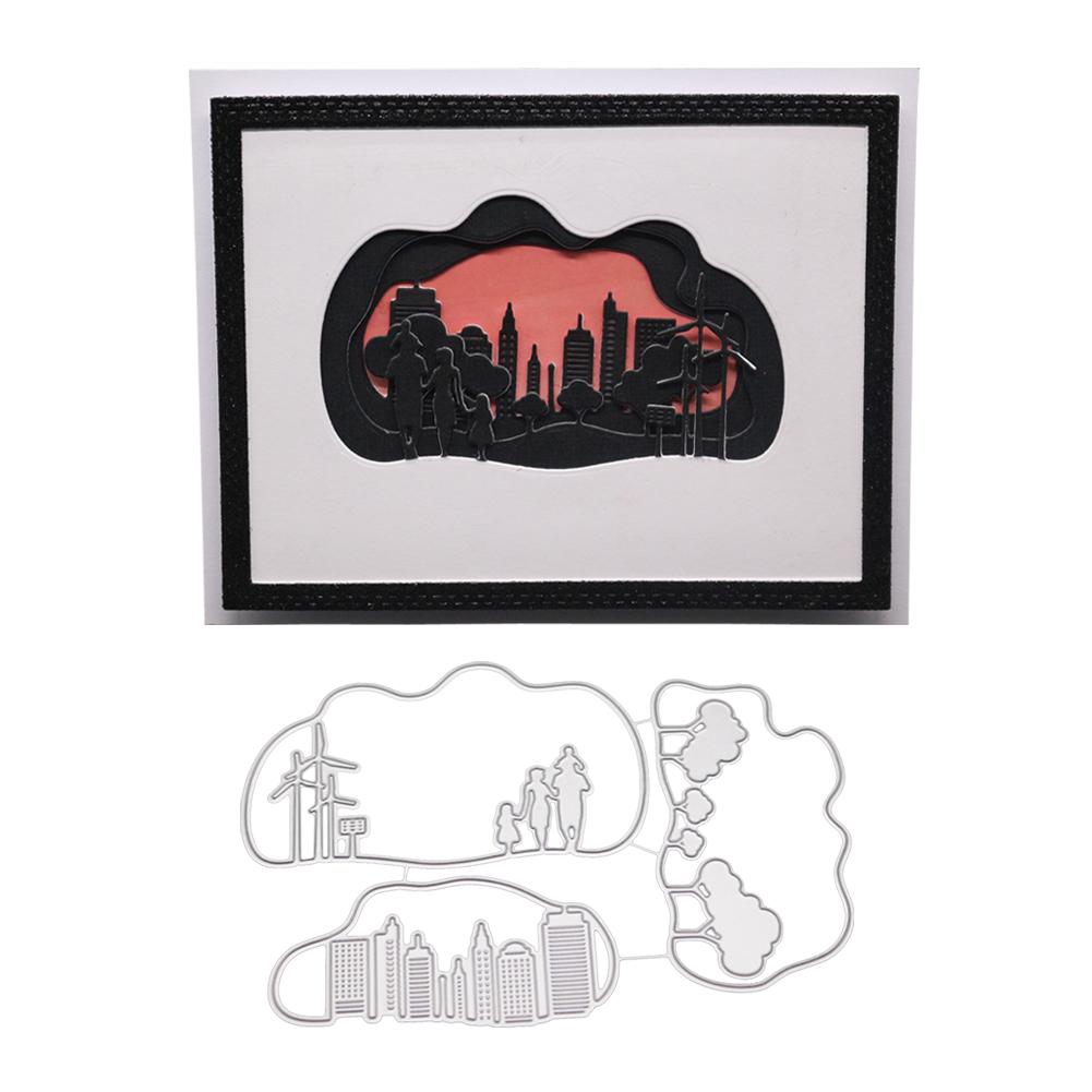 Cloud Framework City Metal Silvery Stencil Embossing Cutting Dies For Diy Scrapbooking Paper Album Cards Making