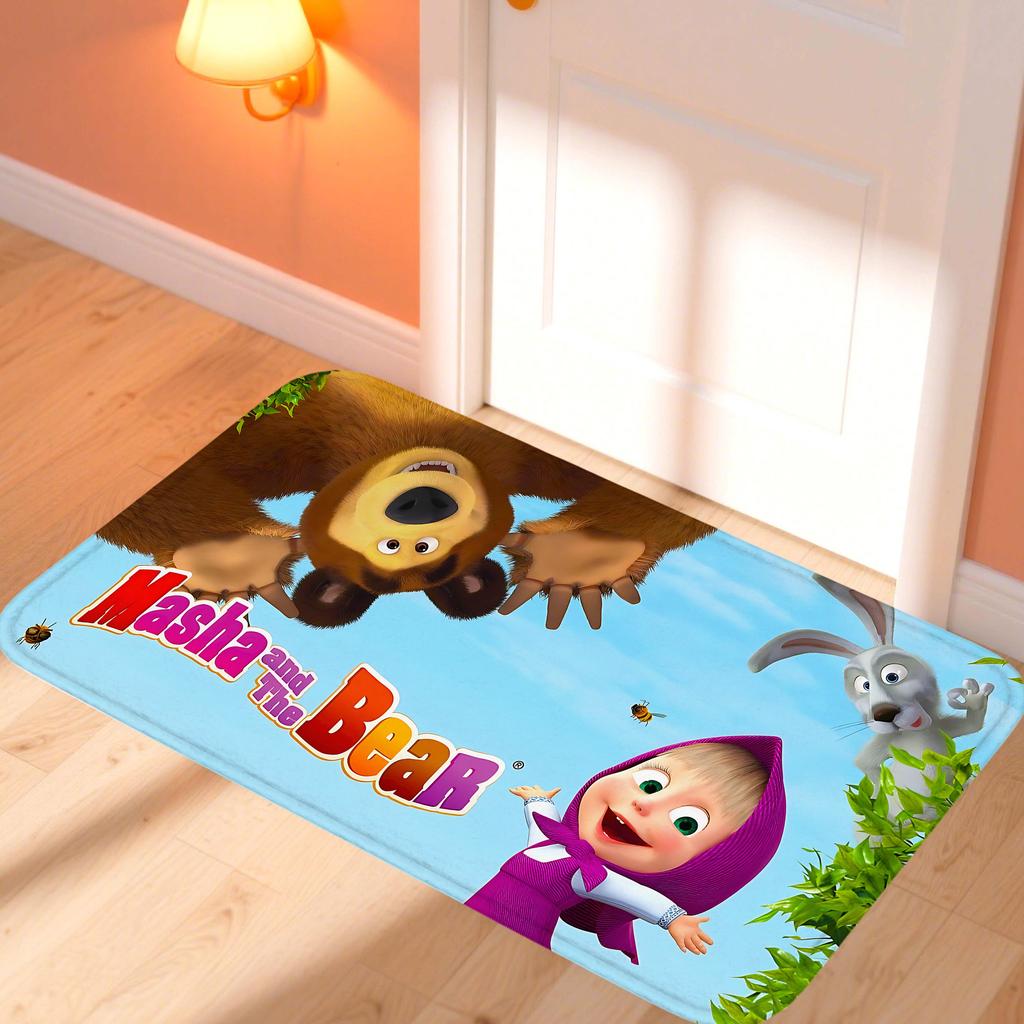 Kawaii Masha and the Bear Doormat Home Decor Items Kitchen Rugs Living Room Foot Mat Entrance Carpet Bedroom Rug Non-slip Pad