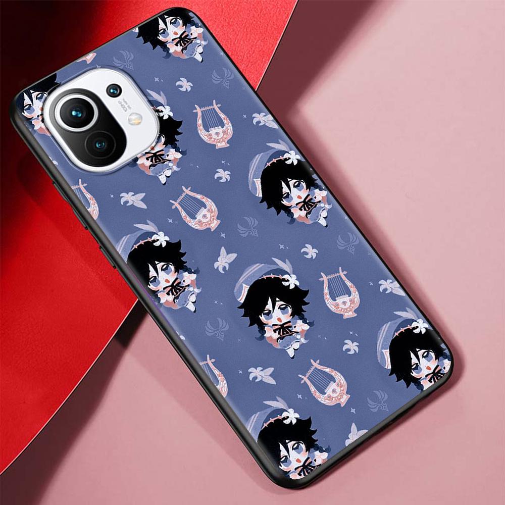 Cartoon Genshin Impact Case for Xiaomi Mi 11 Ultra 11T 10T 9T Pro Note 10 A2 9 8 Lite A3 CC9E 10S CC9 A1 Black Soft Phone Cover