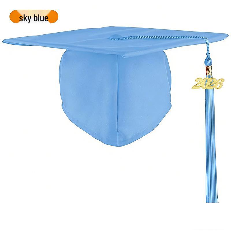 Matte Black Graduation Cap with 2026 Tassel for High School and University Bachelor Degrees