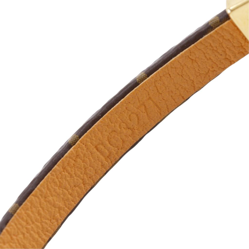 LOUIS VUITTON Brasle Sayes Bracelet M6758 heart Brown Monogram canvas/Plated Gold heart 10.6g Women Used