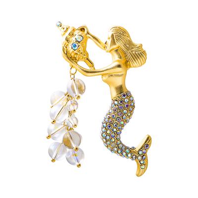 Mermaid Brooch Luxury Pin Silk Scarf Buckle Fashion Versatile Corsage Ins Accessories