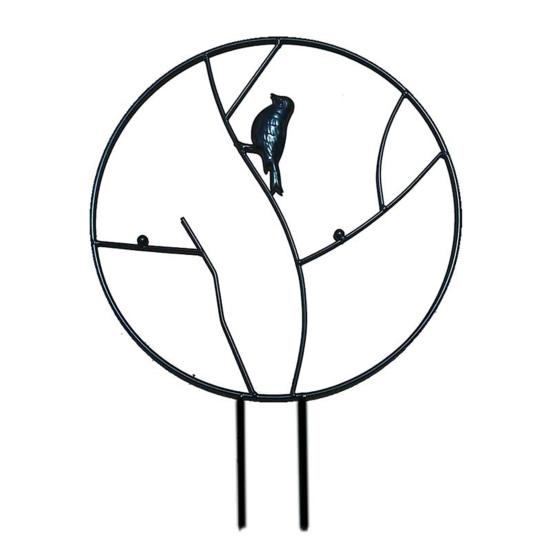 

Кронштейн для вьющихся растений, круглый узор с птицей, железная креативная опорная рамка для цветов для сада L чёрный