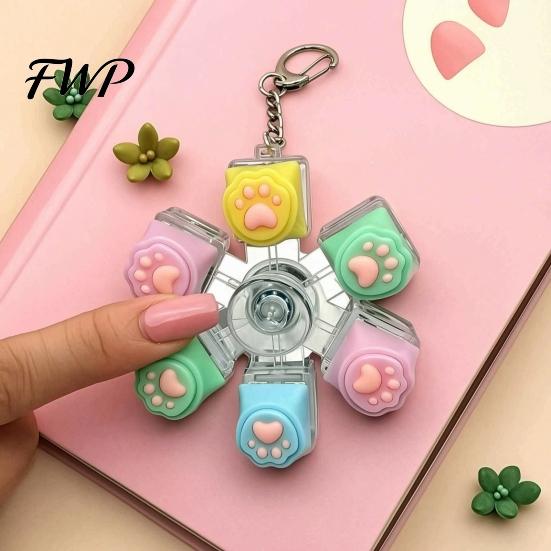 Clicky Mechanical Keyboard Toy LED Light-up Fidget Spinner Decompression Button Finger Clicker Glowing 2/3/4/5/6-Keys Keychain Stress Relief Desk