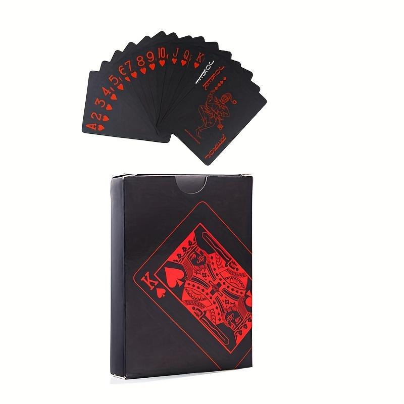 Deck of Playing Cards and 7 Dice Set, Plastic Waterproof Wearable Playing Cards, Red and Pink Multi-Sided Digital Dice, Table Game Entertainment Set