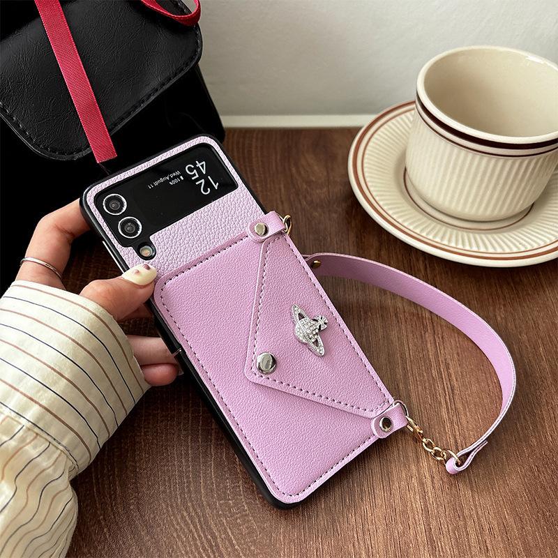 

Кошелек с кристаллами Планета, веревка для мобильного телефона для Samsung Zflip6, складной чехол-флип для телефона, Findn3Flip, кожаный pocket2