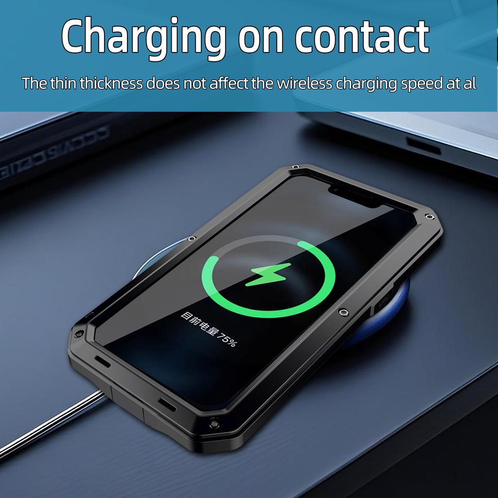 For iPhone 16e Case Silicone+Metal Anti-Drop Phone Cover with Tempered Glass Film