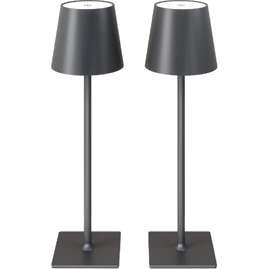 CHLORANTHUS 2 Pack Cordless Table Lamps, 3 Colors Stepless Dimming, 5000mAh Rechargeable Battery LED Desk Lamp for Bedroom/Couple