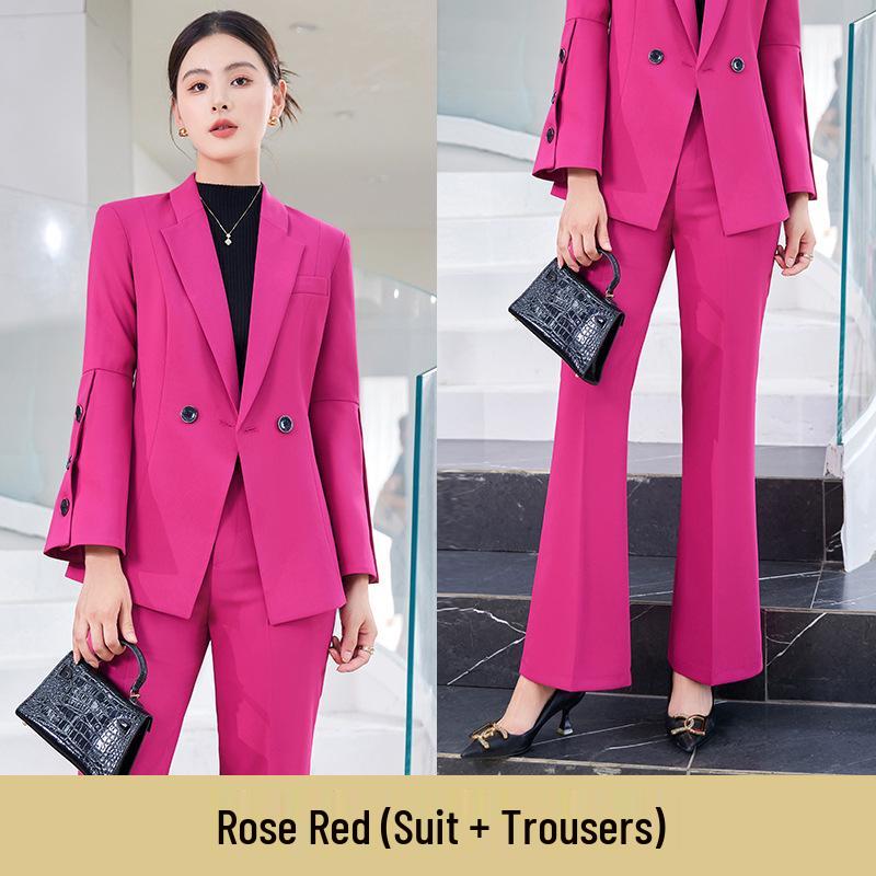 Women's Elegant Autumn/Winter Two-Piece Suit Set: Goddess Style Host with Wide-Leg Pants