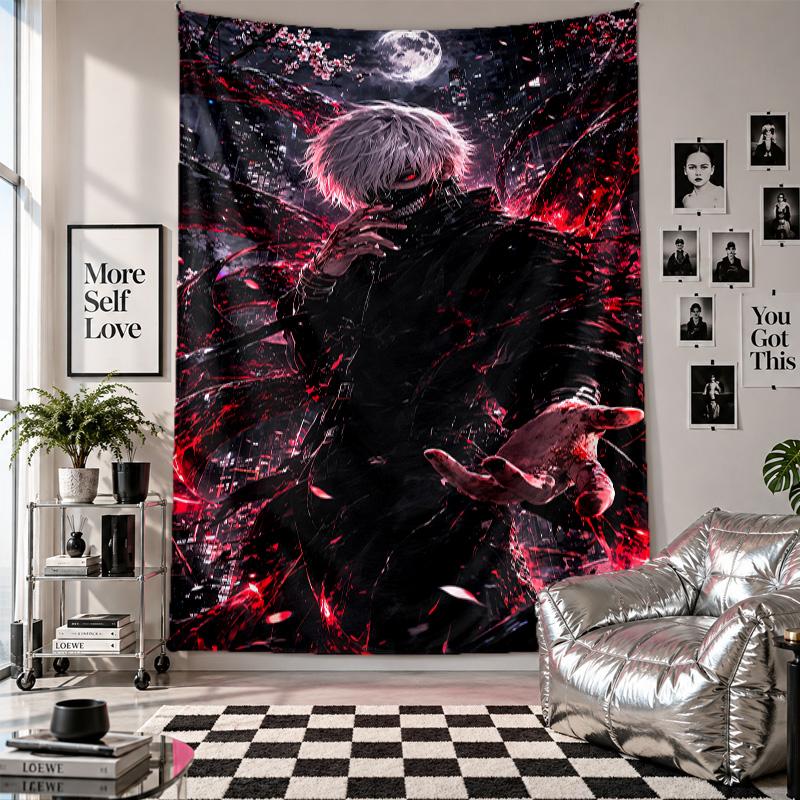 Wall TapestryTokyo Ghoul Art Hanging Cloth Decorative Background Cover for Room Decoration