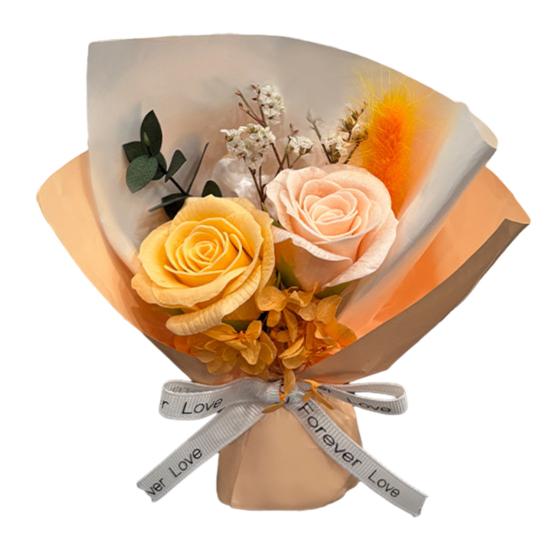 2 Heads Mini Aromatherapy Soap Rose Bouquet Scented Artificial Flower Arrangement for Women Romantic оранжевый