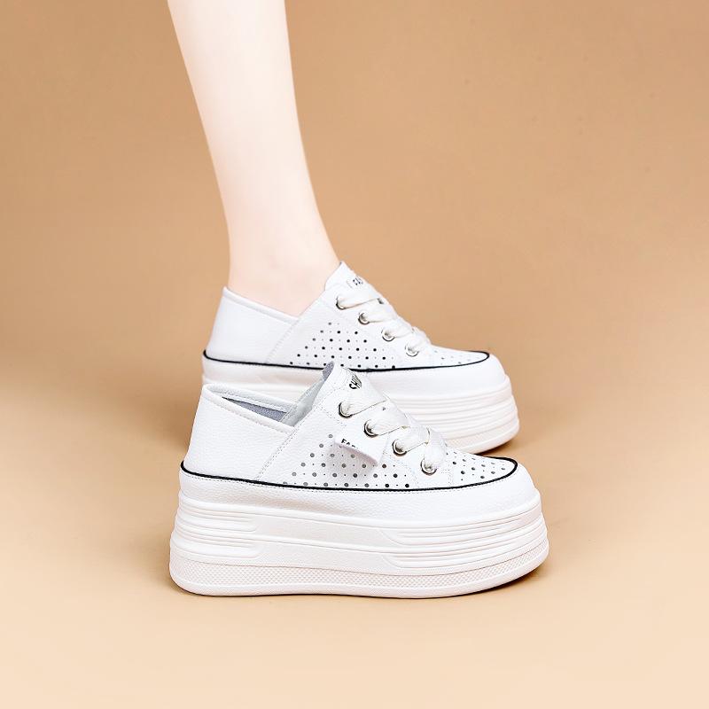 Hole model inner height increase women's 2026 summer new hollow two wear casual shoes