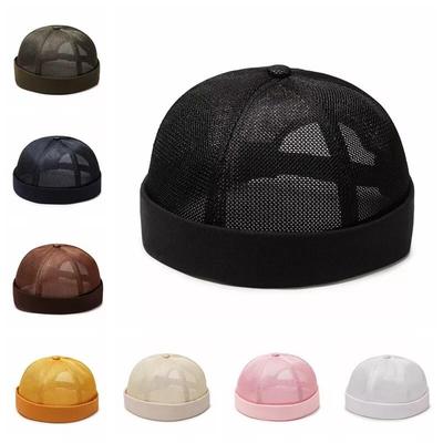 Brimless Docker Hat Summer Mesh No Brim Beanie Hat Adjustable Rolled Cuff Cap Casual Unisex Retro Street Outdoor Hip-Hop Sailor Stylish Skull Caps