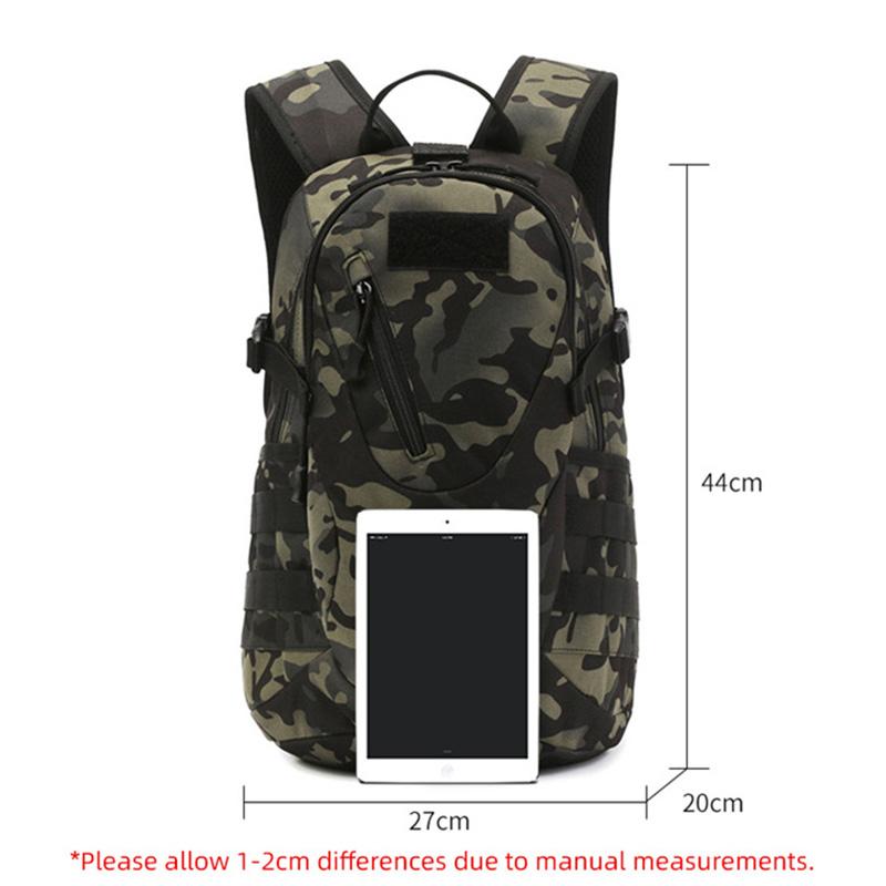 Mochila táctica de 20 litros para acampar, senderismo, camuflaje, para hombre, viajes, montañismo, deportes al aire libre, bandolera con puerto USB para la escuela.