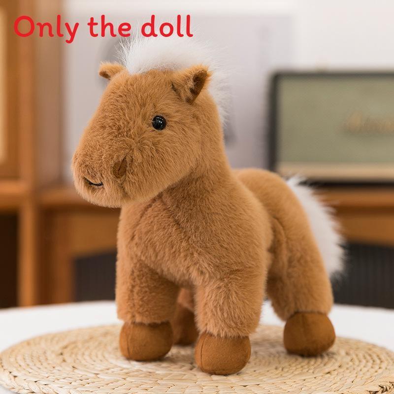 Cute Horse Simulation Cartoon Animal Toy With Short Plush For Kids Room Decor