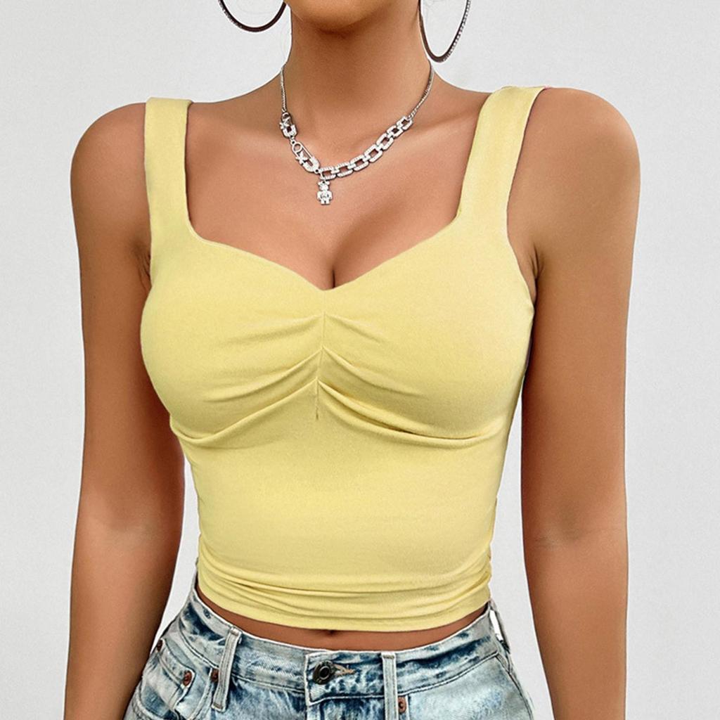 Damen Sommer Einfarbig Schlank Camisole Twisted Ärmelloses Top Tank Top
