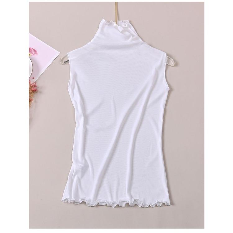 

Модный сексуальный кружевной топ без рукавов и сетчатый низ с высоким воротником для женщин XXL белый