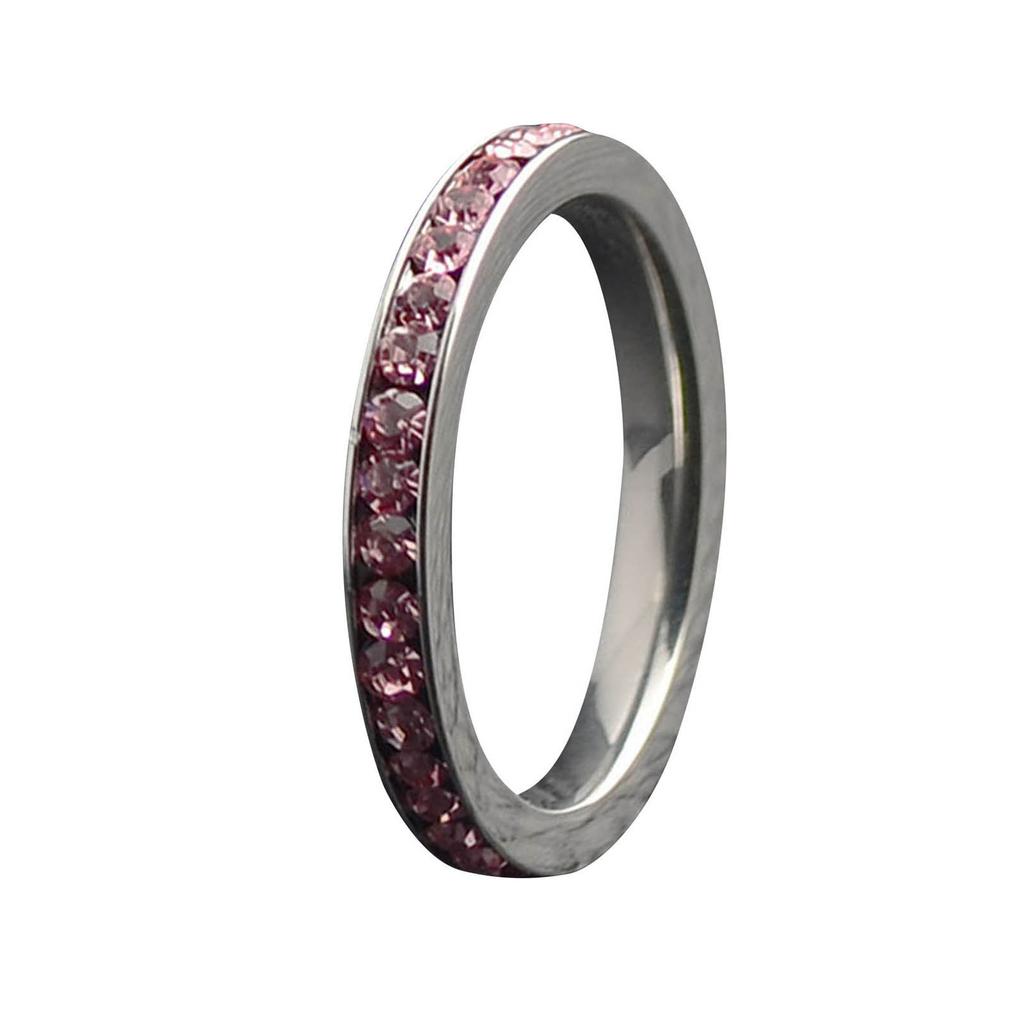 Stainless Steel Diamond Encrusted Birthstone Multicolored Ring Size 6 To 9