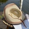 Rivet Belt Gradient Color Jazz Cowboy Straw Hat for Women, Summer Outdoor Fishing Sun Protection Hat, Men's Sunshade Beach Hat