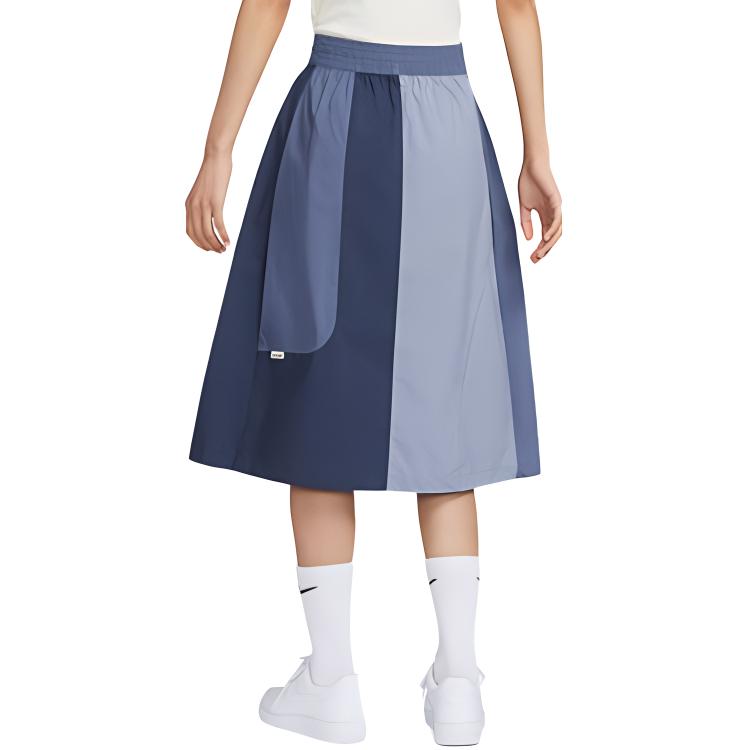 New Nike Sportswear Collection Embroidered Mid-Length Skirt Blue DX2576-493